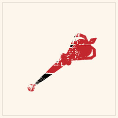 Obraz premium Weathered launcher nicknamed bazooka or RPG tube in rough stencil texture, tilted diagonally with worn red and black grunge surfaces. Edgy warfare with stamped print aesthetic.