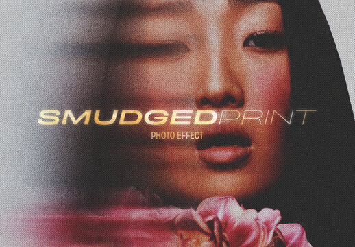 Smudged Print Image Effect Mockup