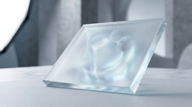 Frosted crystal glass sheet texture with soft light refraction and smooth surface detail.