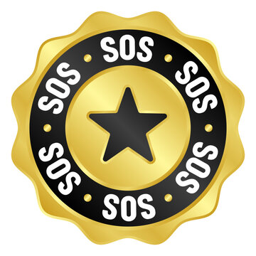 sos golden badge. sos gold seal or medal
