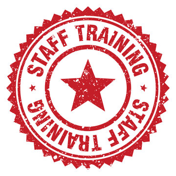 staff training red grunge round stamp. staff training stamp