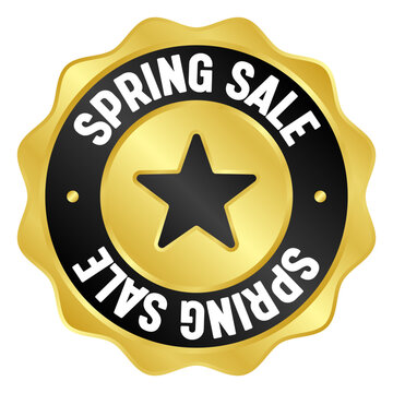 spring sale golden badge. spring sale gold seal or medal