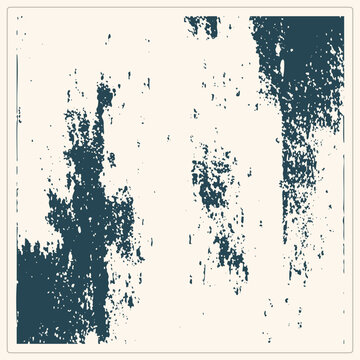 Distressed grunge stamp texture with weathered speckled ink, a worn splotchy effect also called rubber stamp overlay or dirty distress, rendered in deep teal on transparent background.
