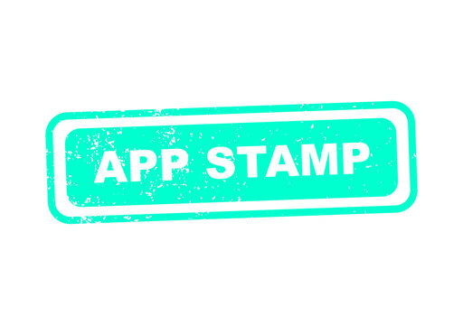 Vintage app stamp with grunge texture in turquoise color illustration