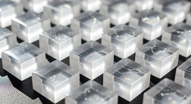 Ice cubes arranged in pyramid shape