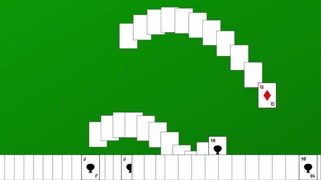 Retro solitaire card game winning cascade animation loop