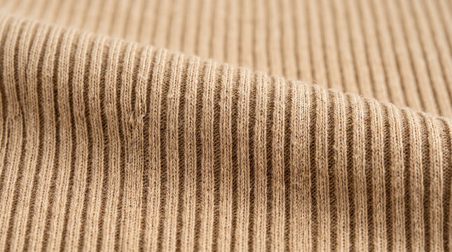 Ribbed bamboo fabric texture background with soft folds and natural beige textile pattern.
