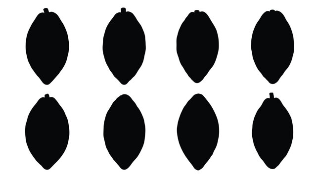 Pointed gourd silhouettes arranged on a white background a tropical fruit pattern