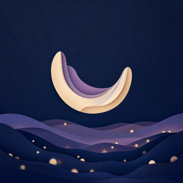 Calm moon and flowing sleep waves concept