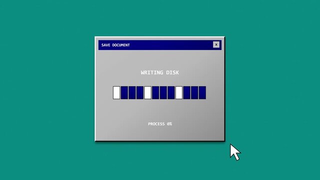 Vintage floppy disk save progress animation loop
