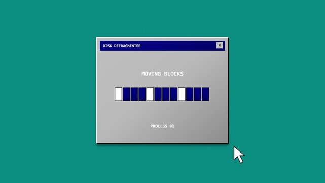 Disk defragmentation utility data blocks animation loop