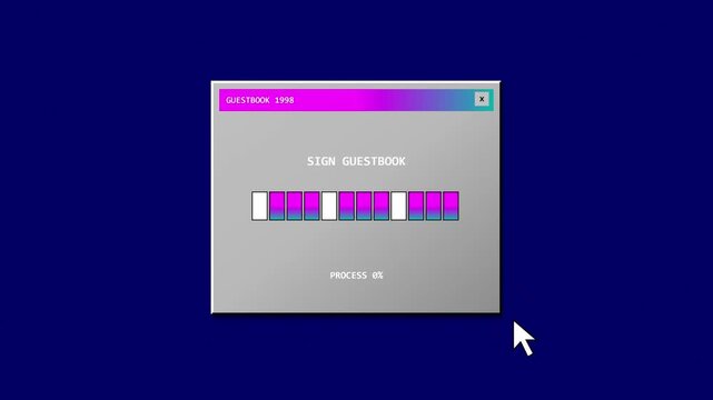 Retro guestbook website typing form animation loop