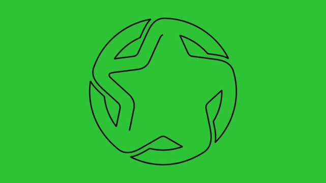 Minimalist continuous line drawing of a star shape inside a circle