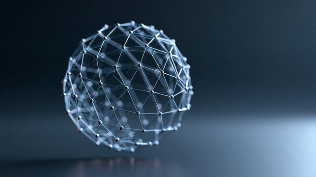 Abstract Geometric Wireframe Sphere Representing Network and Technology