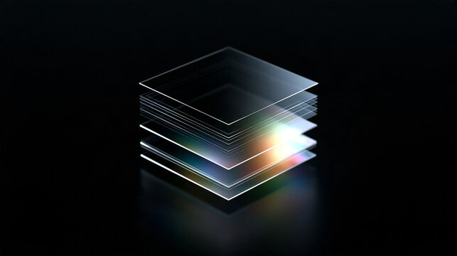 Stacked Transparent Glass Layers with Light Refraction