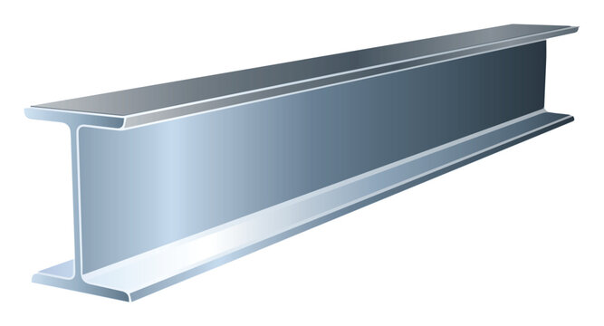 Steel I-Beam Vector &ndash; Industrial Metal Girder Structural Support Illustration