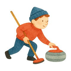 Fototapeta premium PNG Child playing curling sport