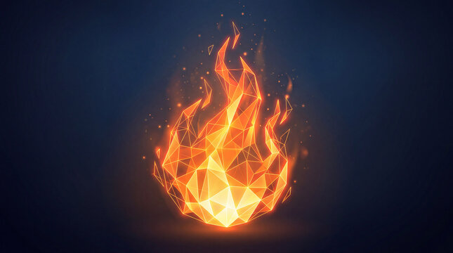 Low-Poly Geometric Flame Illustration
