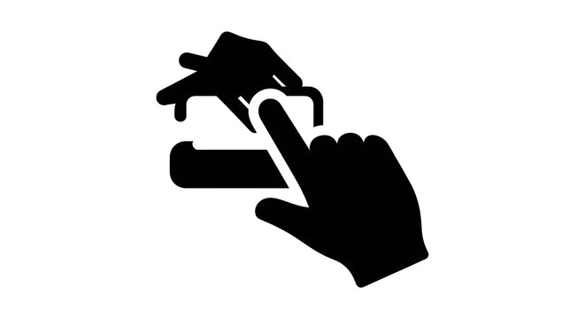 Hand gesture icon showing a two finger swipe or zoom action on a digital touchscreen device.