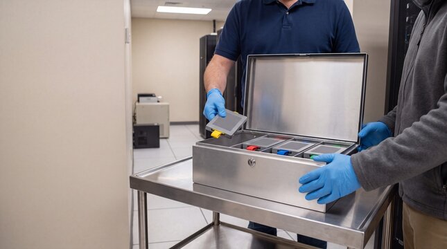 Data center staff transfer drives for secure chain of custody