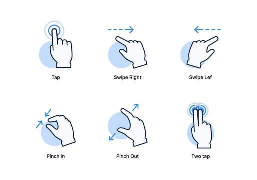 Touch Gestures Hand Icons Set Digital Interaction Concepts