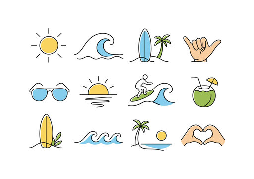 Summer Beach Icon Set