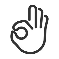 Fototapeta premium OK hand gesture line icon vector illustration isolated on white background. Minimalist okay sign, approval, or positive feedback hand symbol for mobile app, web UI, or communication concept.