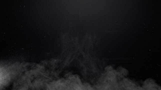 Abstract dark textured background with subtle white smoke rising from bottom in a cinematic grainy film photography vintage style