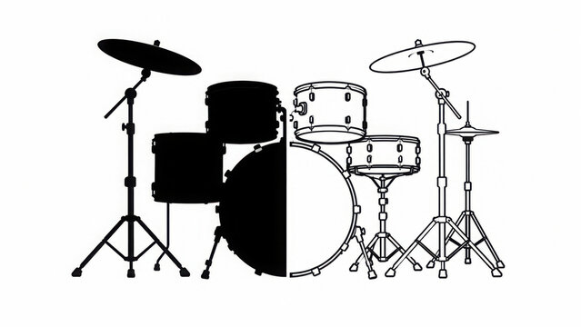 Drum set illustration music instrument drum kit Vector