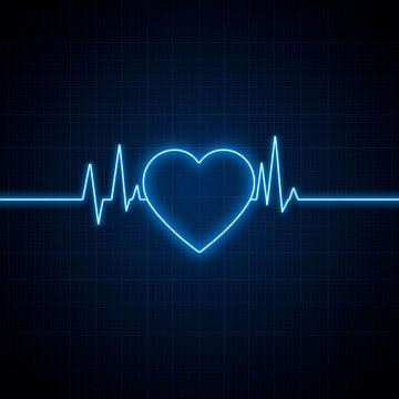 Heart with electrocardiogram heartbeat lines