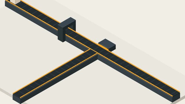 Automated Sorting Node Isometric Loop Animation