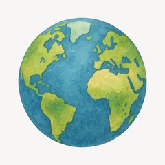 Fototapeta na wymiar Watercolor Earth globe illustration.