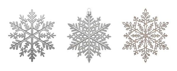 Obraz premium Decorative snowflake ornament collection with glittered designs