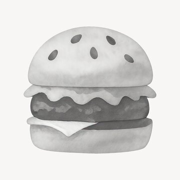 Monochrome burger illustration art.