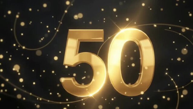 Elegant 50th Anniversary Celebration with Golden Number and Luxury Sparkling Decoration
