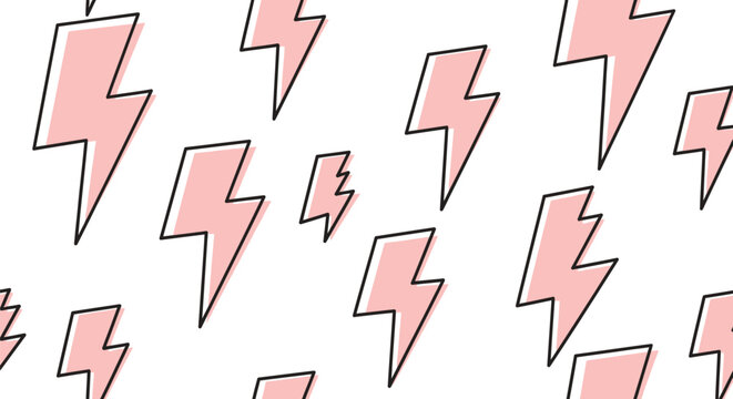 Minimalist seamless pattern with soft pink lightning bolts on white background perfect for trendy fabric textile print wrapping paper stationery design.