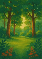Obraz premium Serene forest landscape illustration