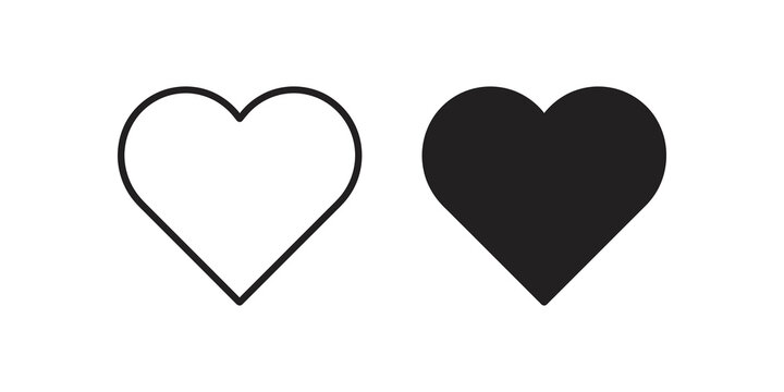 Heart shape line and solid icons black outline design for love branding.
