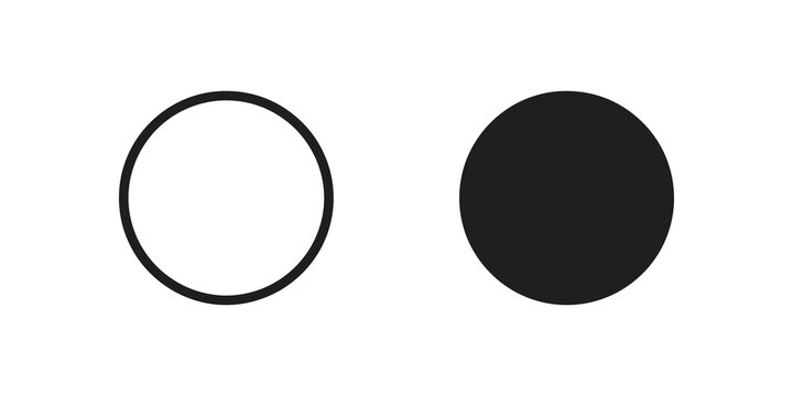 Black circle geometric vector graphic showing outline and filled shapes.