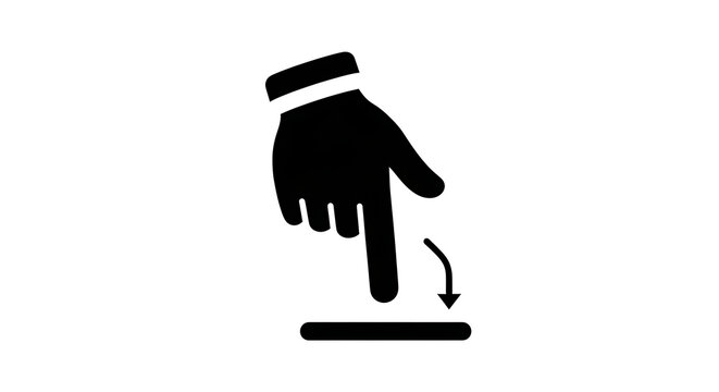 Hand gesture icon showing a downward swipe motion for touch screen user interface design.