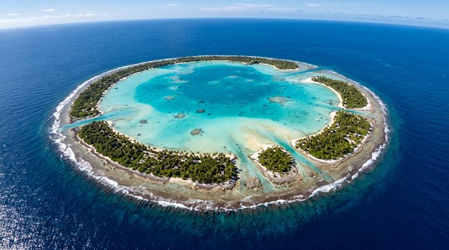 Stunning Aerial View of a Tropical Atoll and Lagoon