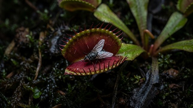 Fly Trapped in a Carnivorous Venus Flytrap Plant