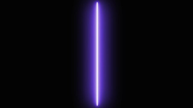 Abstract purple neon light scanner beam moving across a dark black background for futuristic technology