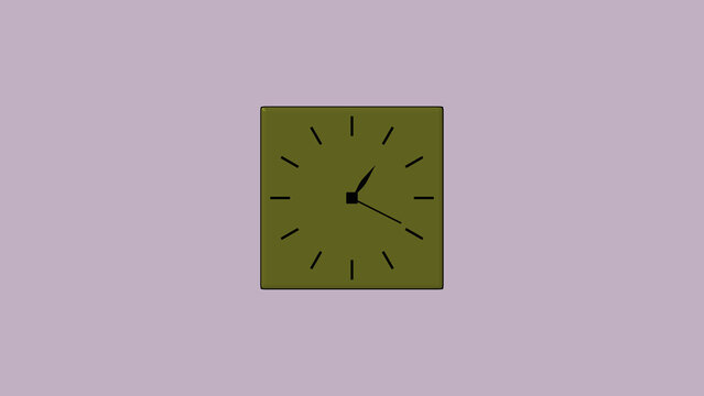 Minimal analog clock face marks scheduled hours with clear hands. Square analog clock face illustrates routine timing. Clean analog clock face for deadline management.