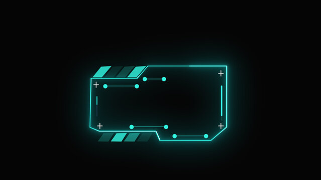 Futuristic interface frame visualizes digital circuit board paths. High tech interface frame borders cyber displays. Modern interface frame for technology HUD.