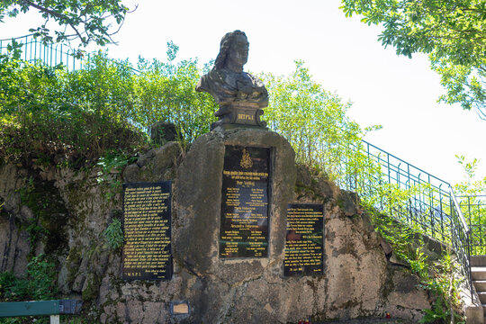 Monument to Russian Tsar Peter the Great at Peter the Great's Lookout in Karlovy Vary, Czech Republic.