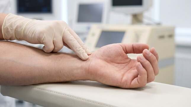 Checking Radial Artery Pulse &mdash; Photorealistic Medical Education Background