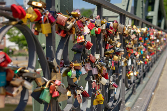 Love Padlocks on the Eiserner Steg Bridge in Frankfurt