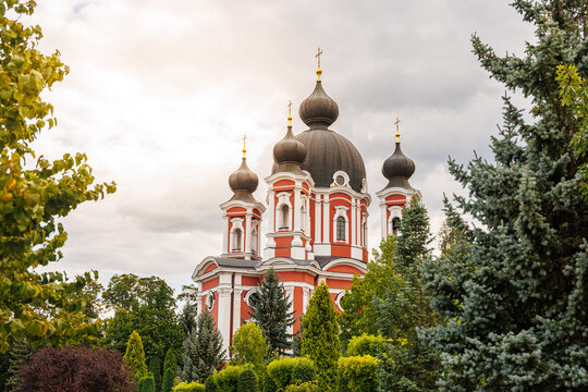 Exterior view of Curchi Monastery in Republic of Moldova, historic orthodox complex and landmark concept