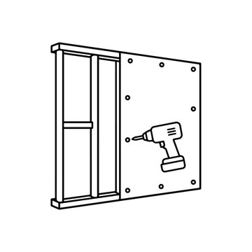 Plasterboard Installation Line Icon